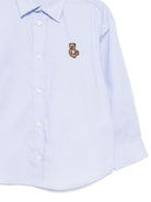Camicia per bambino Moschino Kids azzurro in cotone con applicazione logo HUC01NLNE06 40093 MOSCHINO KIDS 