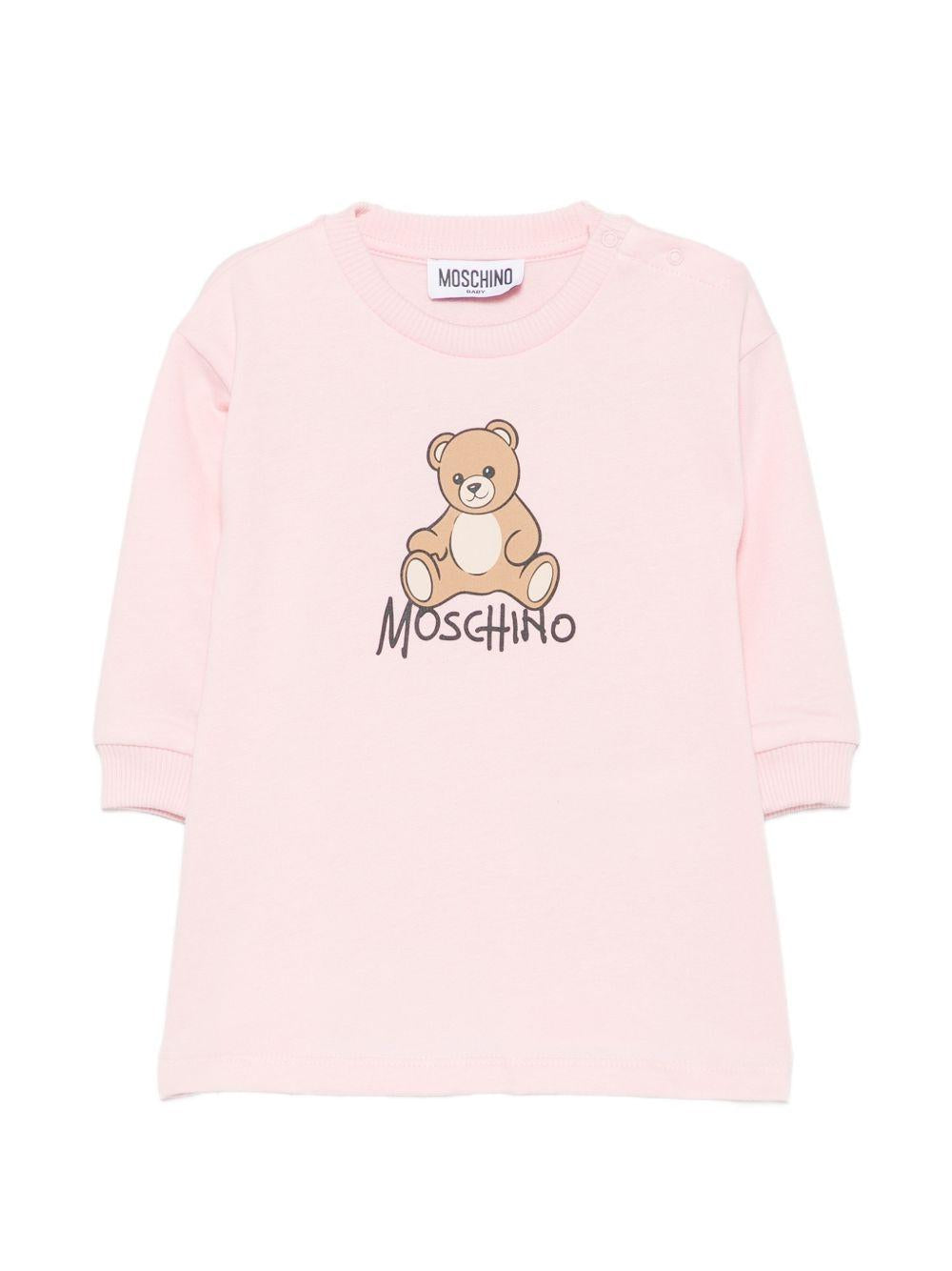Abito per neonata Moschino Kids rosa con motivo Teddy Bear MBV0CVLCA40 50209 MOSCHINO KIDS 