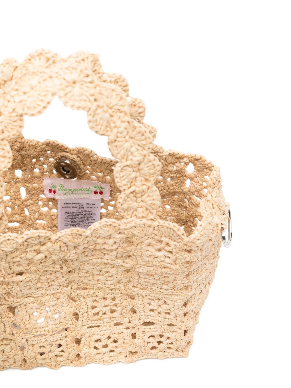 Borsa a spalla per bambina Bonpoint beige con lavorazione all'uncinetto S06GBAW00012 006 BONPOINT KIDS 