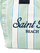 Borsa Vanity MC2 Saint Barth bianca e verde con motivo a righe VANI001 00937L MC2 ST. BARTH KIDS 