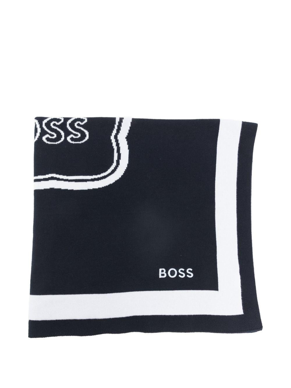 Coperta per neonato Boss Kids blu con ricamo gatto J53095 849 BOSS KIDS 