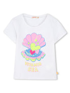 T-shirt con paillettes per bambina Billieblush bianco con stampa sul davanti U20923 10P BILLIEBLUSH 