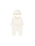 Set tutina, berretto e bavaglino per neonati Fendi Kids bianco con stampa orsetto BUK167 ST8 F0TU9 FENDI KIDS 