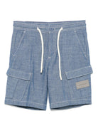 Shorts per bambino Trussardi Junior blu con applicazione logo e due tasche cargo frontali TBP25160BE DENIM STONEWASH TRUSSARDI KIDS 