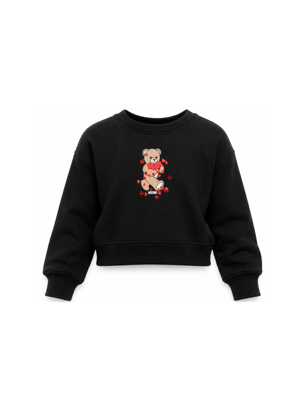 Felpa per bambina Moschino Kids nera con dettaglio Teddy Bear HBF06GLDA63 60100 MOSCHINO KIDS 