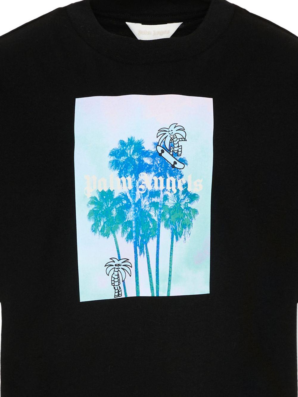 T-shirt per bambino Palma Angeks Kids nera con stampa grafica PBAA002S26JER003 110 PALM ANGELS KIDS 