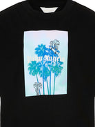 T-shirt per bambino Palma Angeks Kids nera con stampa grafica PBAA002S26JER003 110 PALM ANGELS KIDS 