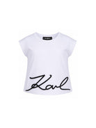 T-shirt per bambina Karl Lagerfeld Kids bianco con scritta sul davanti Z31164 10P KARL LAGERFELD KIDS 