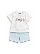 Set t-shirt e shorts per neonato Moschino Kids multicolor con stampa orsetti sul davanti M5G00MLAA01 84325 MOSCHINO KIDS 