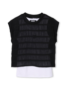 Set due t-shirt per bambina Dkny Kids nero con stampa con logo sul davanti D62313 09B DKNY 