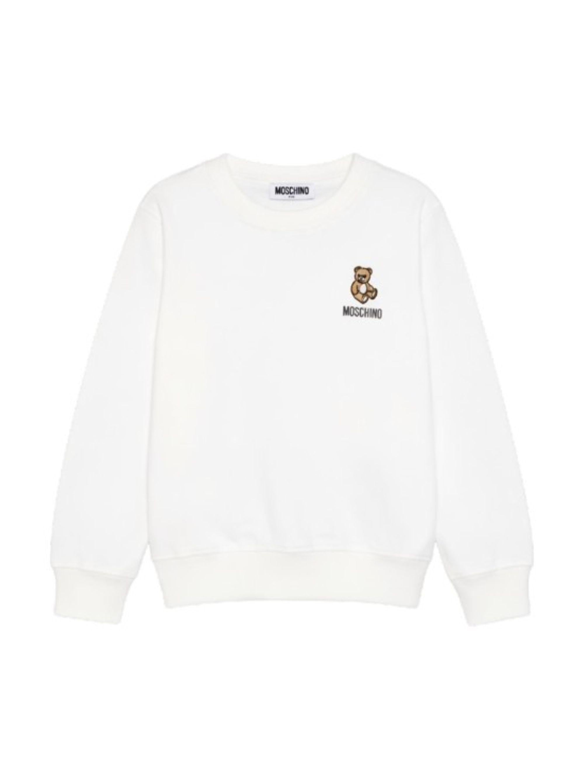 Felpa per bambini Moschino Kids bianco con ricamo Teddy Bear HUF09XLCA19 10063 MOSCHINO KIDS 