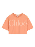 T-shirt per bambina Chloé Kids arancione con logo sul davanti C20859 43A CHLOE' KIDS 