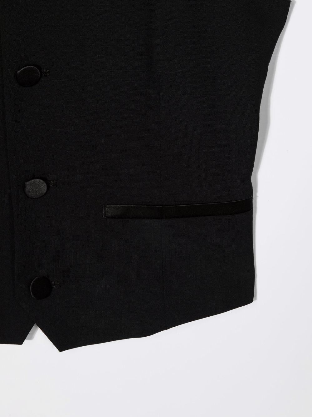 Gilet monopetto per bambino Emporio Armani Kids nero con finiture in raso 6H4GJD 4N3FZ 0999 EMPORIO ARMANI KIDS 