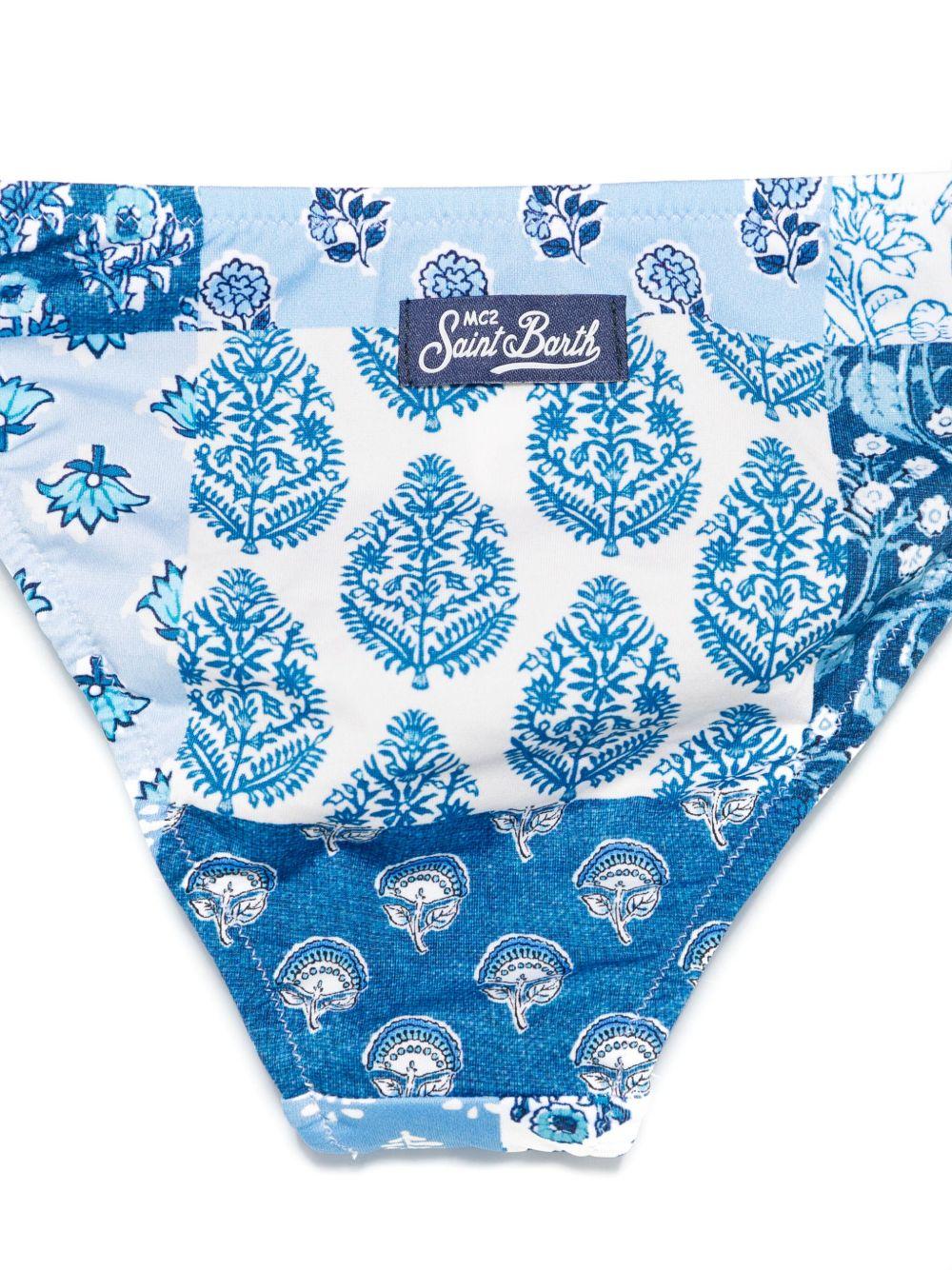 Slip bikini per bambina MC2 Saint Barth Kids azzurro a fiori ZIP0001 01021H MC2 ST. BARTH KIDS 