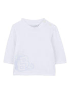 T-shirt per neonato Boss Kids bianca con grafica con logo J52518 10P BOSS KIDS 