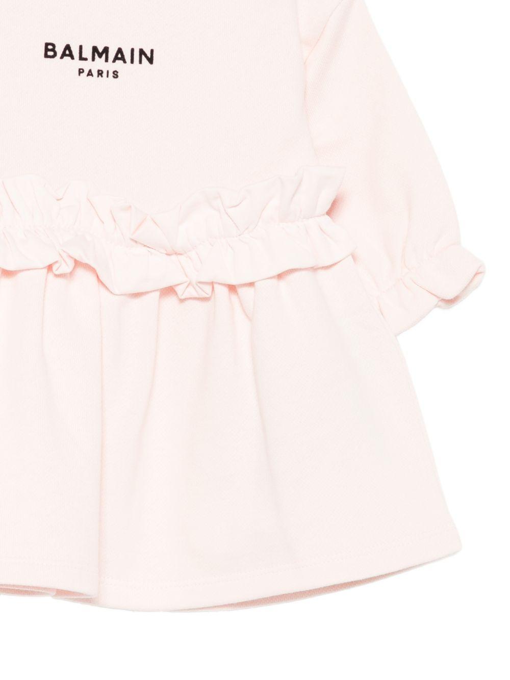 Abito per neonata Balmain Kids rosa con logo sul davanti BZ1050 Z3183 508NE BALMAIN KIDS 