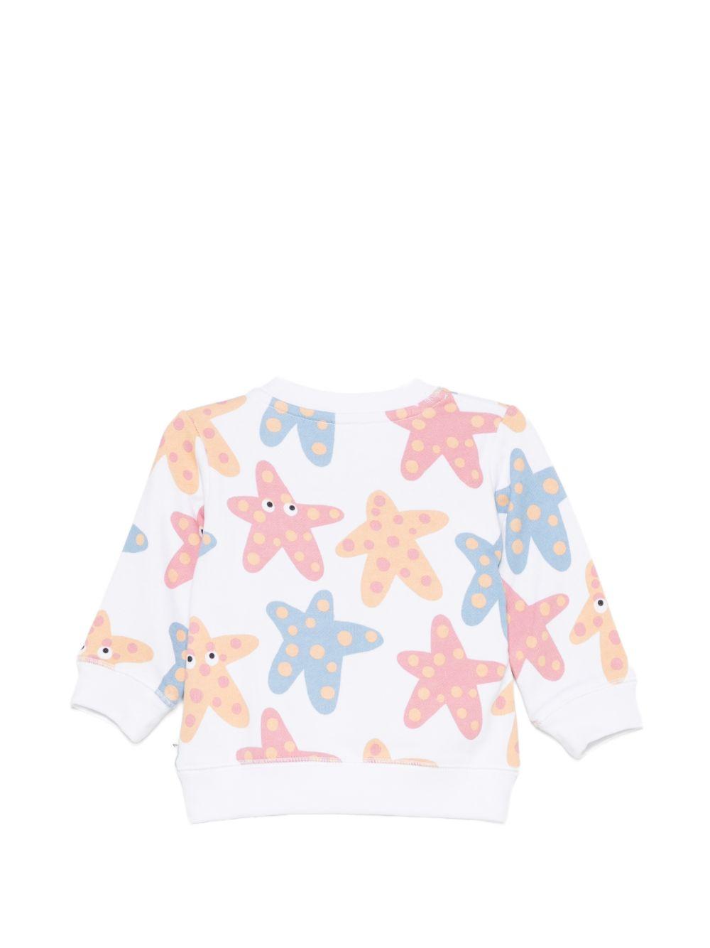 Felpa per neonati Stella McCartney Kids bianca con stampa grafica stelle marine TY4070 Z3572 100MC STELLA McCARTNEY KIDS 