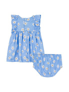 Abito a fiori per neonata Moschino Kids blu con scollo rotondo MDV0CIL1B11 84492 MOSCHINO KIDS 