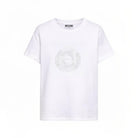 T-shirt per bambini Moschino Kids bianca con logo a spirale sul davanti HXM058LAA02 10101 MOSCHINO KIDS 