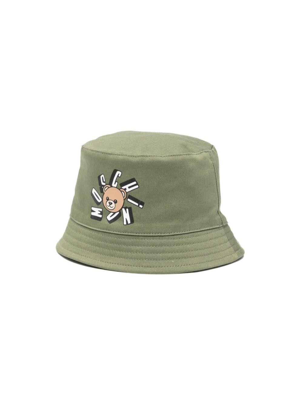 Cappello per neonato Moschino Kids verde con stampa Teddy Bear MNX057LPA01 30037 MOSCHINO KIDS 