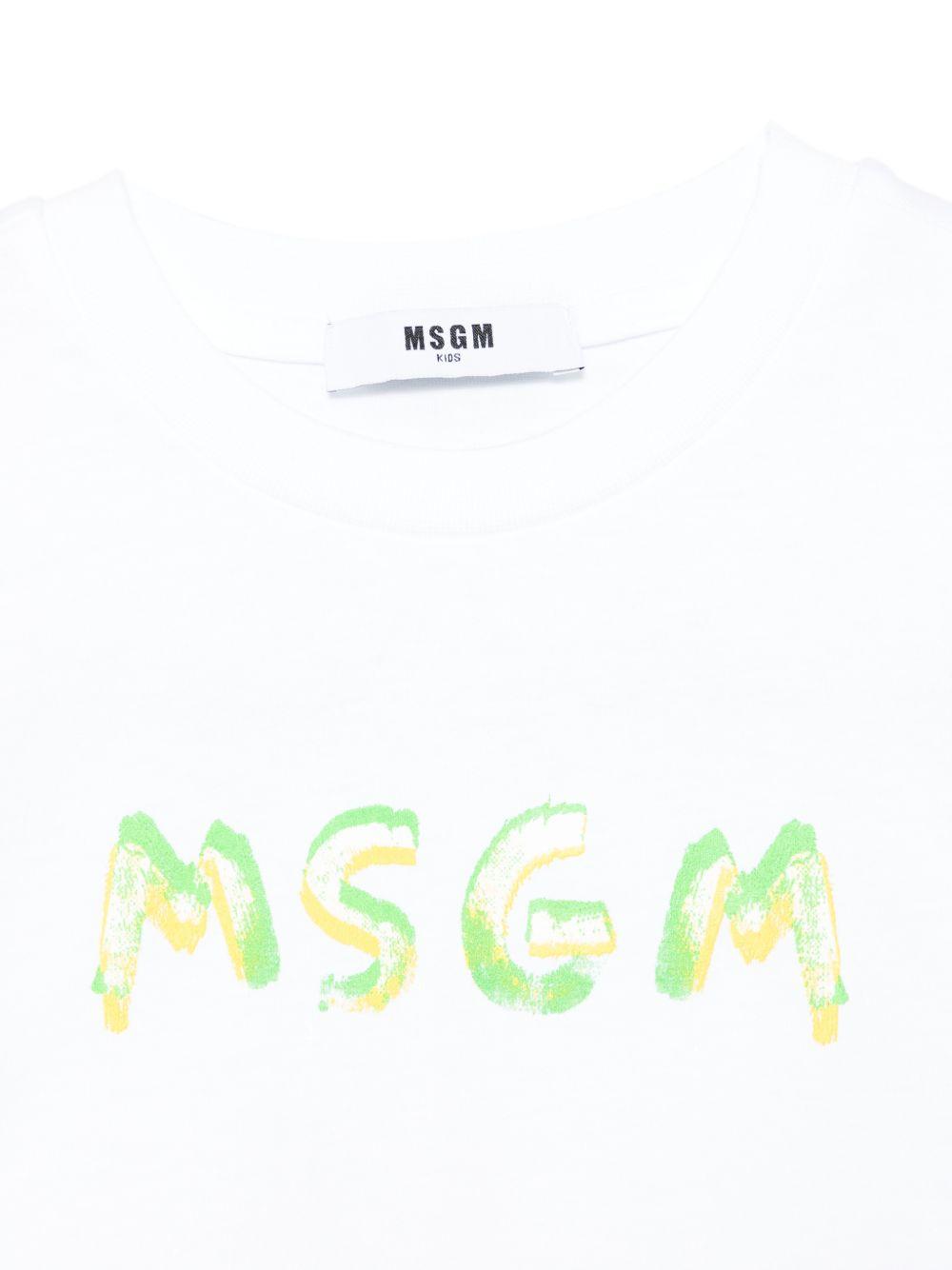 T-shirt per bambina MSGM Kids bianca modello crop S6MSJGTH002 001 MSGM KIDS 