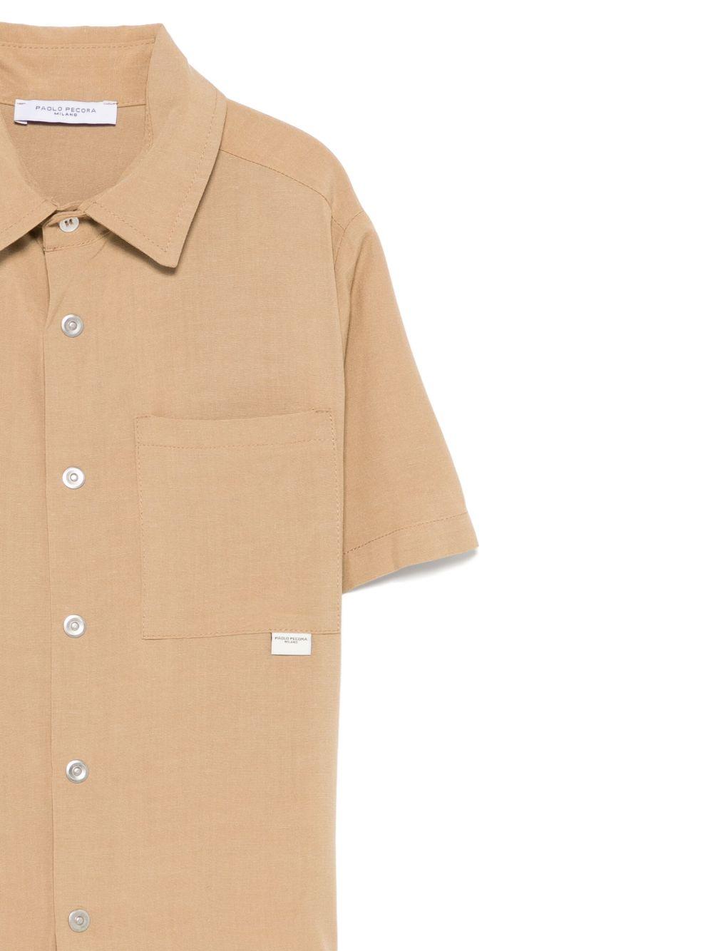 Camicia a maniche corte per bambino Paolo Pecora Kids beige con orlo curvo PP4001 BEIGE PAOLO PECORA KIDS 