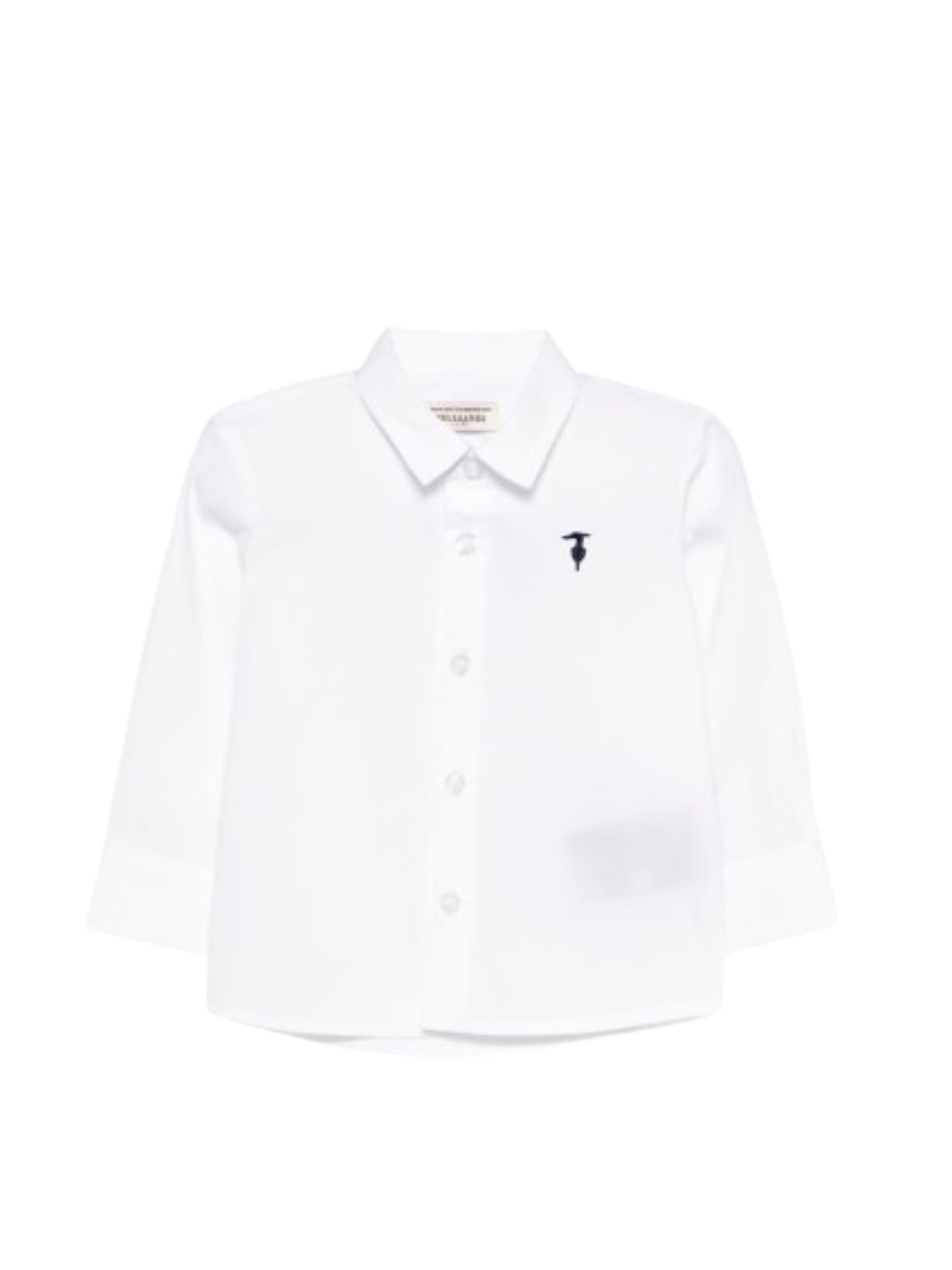 Camicia per neonato Trussardi Junior bianca con logo ricamato sul davanti TIP26145CA WHITE TRUSSARDI JUNIOR 