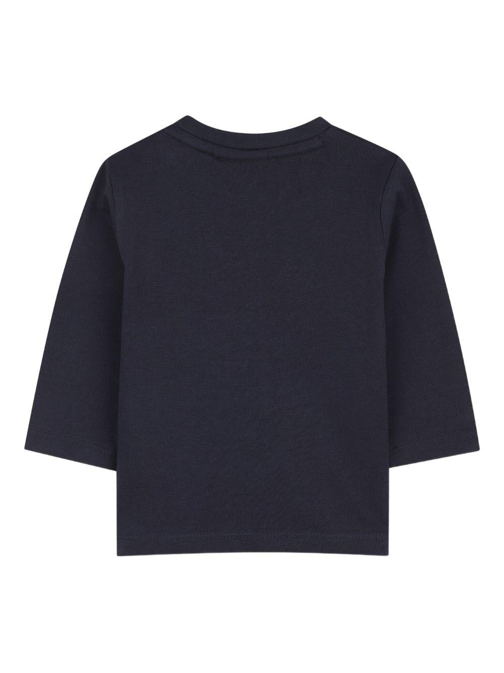 T-shirt per neonato Boss Kids blu con stampa logo sul davanti J52469 849 BOSS KIDS 