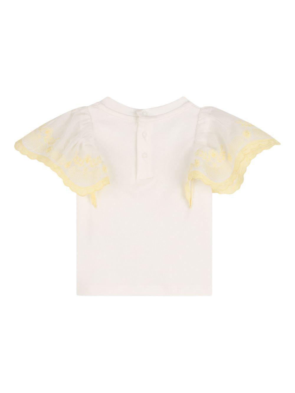 T-shirt per neonata Chloé Kids bianca con ruches C21223 117 CHLOE' KIDS 