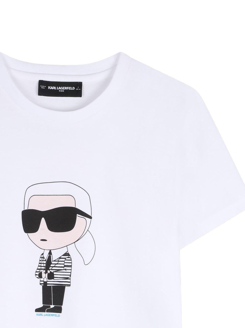 T-shirt per bambino Karl Lagerfeld Kids bianca con stampa grafica Z31096 10P KARL LAGERFELD KIDS 