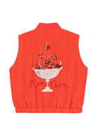 Gilet per bambina Konges Sløjd rosso con decorazione ciliegie sul retro KS104889 RED KONGES SLOJD 