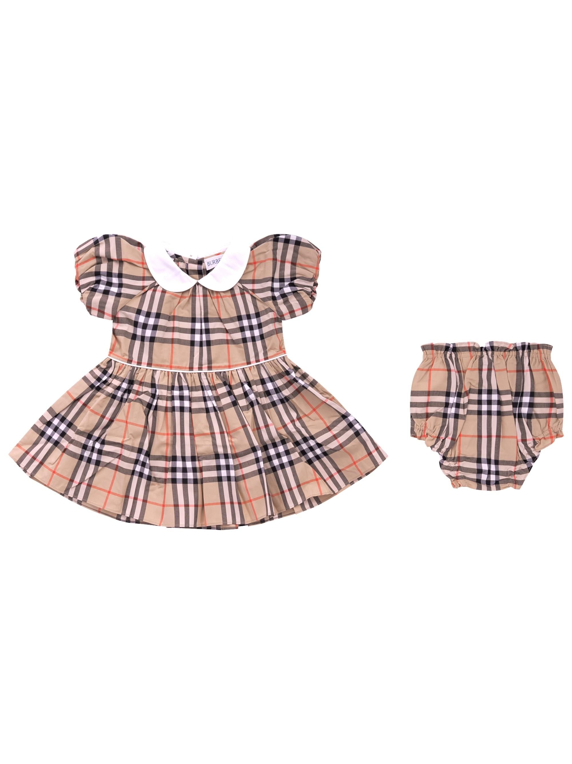 Abito per bambina Burberry Kids beige con motivo a quadri 8119879 B9368 BURBERRY KIDS 