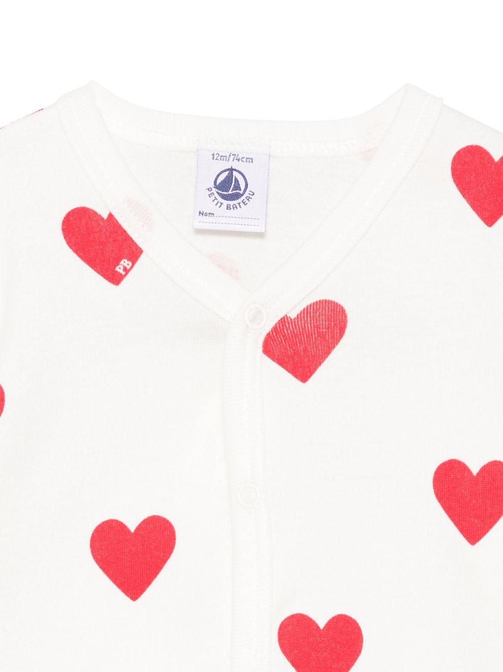 Tutina per neonata Petit Bateau bianca con stampa a cuore all-over A09HG 01 PETIT BATEAU KIDS 
