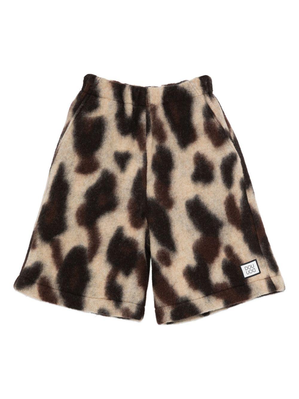 Shorts per bambina Douuod Kids beige con stampa astratta DX6Q49 E0233 113MA DOUUOD 