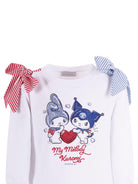 Abito per bambina Monnalisa bianca con stampa grafica sul davanti 19G907 7012 0099 MONNALISA KIDS 