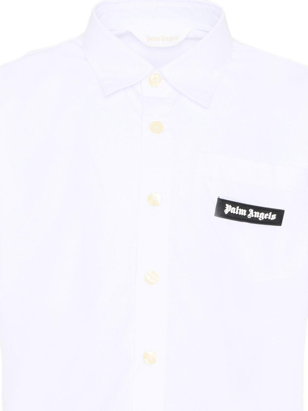 Camicia per bambino Palm Angels Kids bianca con applicazione logo sul davanti PBGG003S26FAB001 002 PALM ANGELS KIDS 
