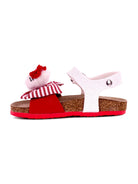 Sandali per bambina Monnalisa bianco e rosso con fiocco e dettaglio Hello Kitty 8CG015 7702 9944 MONNALISA KIDS 