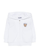 Felpa per neonati Moschino Kids bianca con stampa Teddy Bear MUF067LCA19 10101 MOSCHINO KIDS 