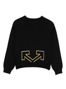 Maglione per bambino Off-White nero con logo ricamato e orlo a coste OBHE001F25KNI003 1018 OFF WHITE KIDS 