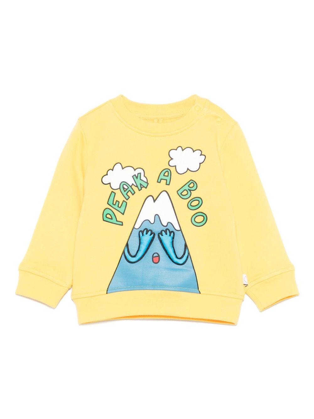 Felpa per neonato Stella McCartney Kids giallo con stampa grafica cartoon TX4530 Z3059 248 STELLA McCARTNEY KIDS 