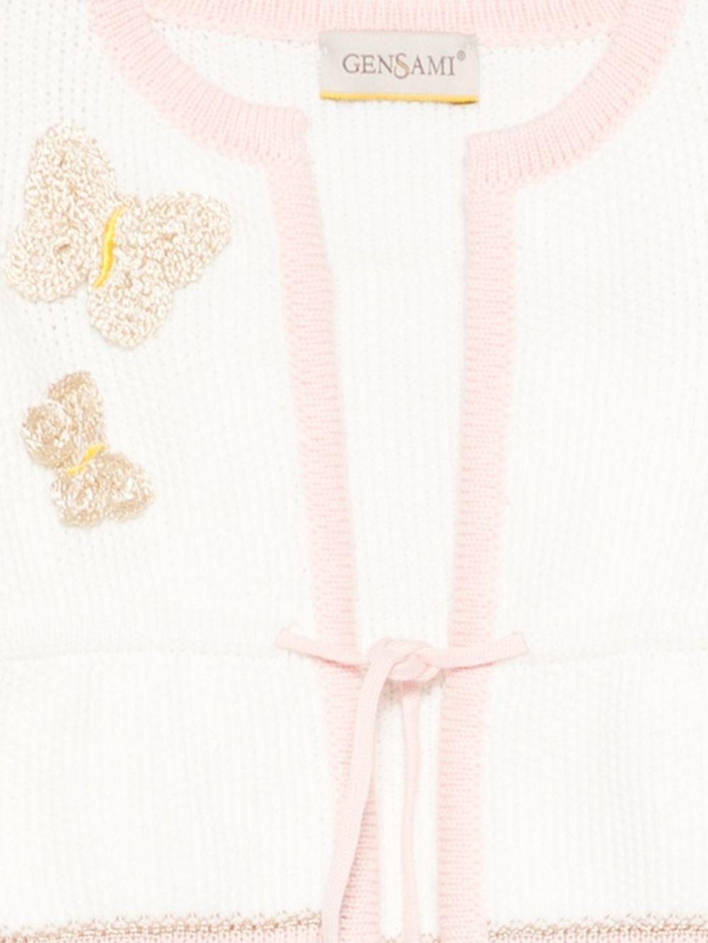 Cardigan per neonata Gensami bianco con applicazione farfalle CARD-BUTTERFLY-CO OFF WHITE/PINK GENSAMI 