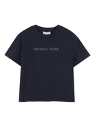 T-shirt per bambina Michael Kors Kids blu con stampa logo R30602 849 MICHAEL KORS KIDS 