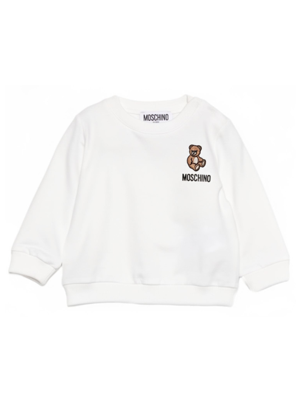 Felpa per neonati Moschino Kids bianca con ricamo Teddy Bear MUF06BLCA19 10063 MOSCHINO KIDS 