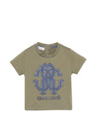 T-shirt per neonato Roberto Cavallo Kids verde con logo sul davanti CIP26085TS GREEN MAYFLY ROBERTO CAVALLI KIDS 