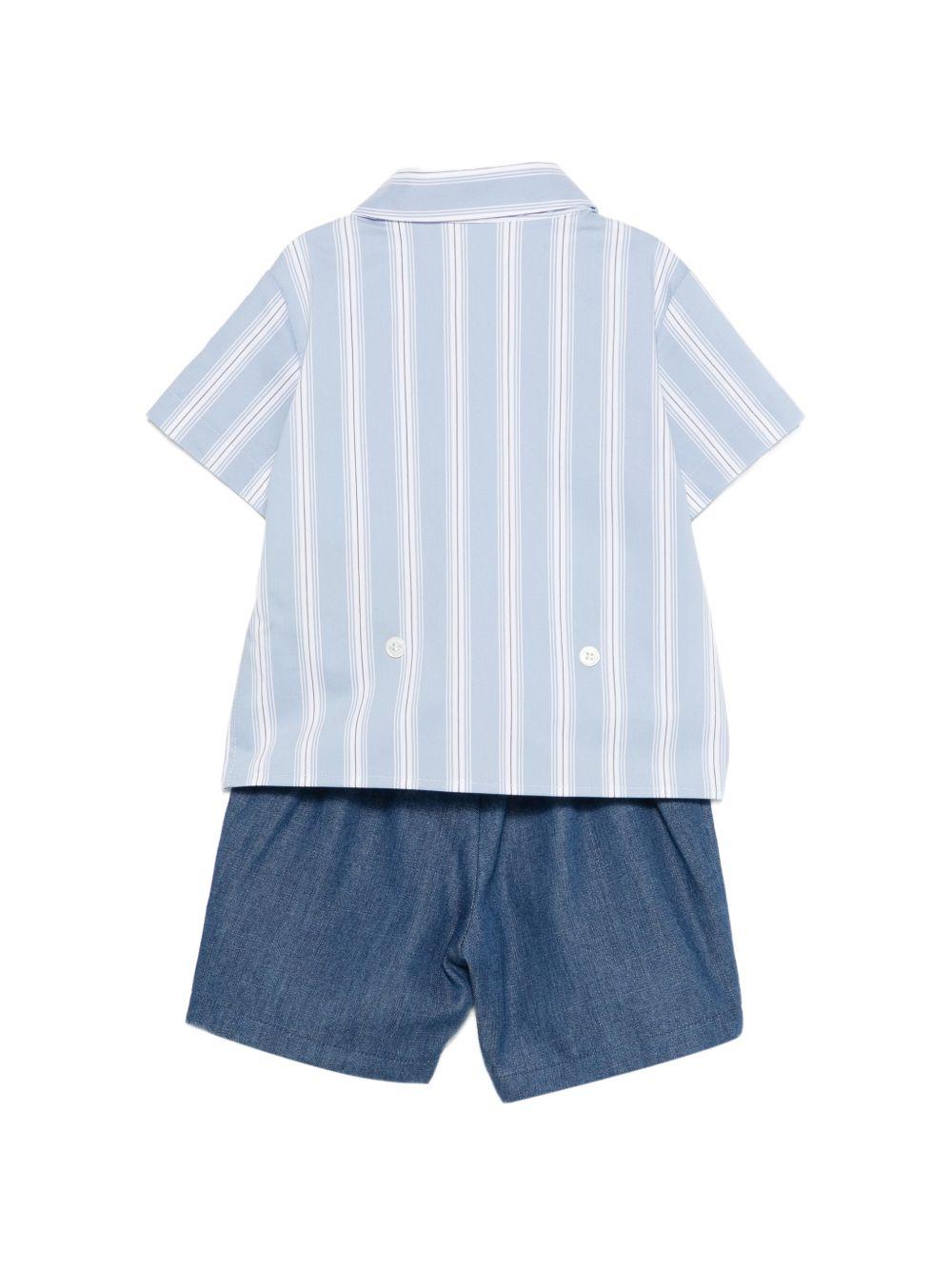Set camicia e shorts per neonato Balmain Kids azzurro con motivo a righe BYA531 P0588 625BC BALMAIN KIDS 