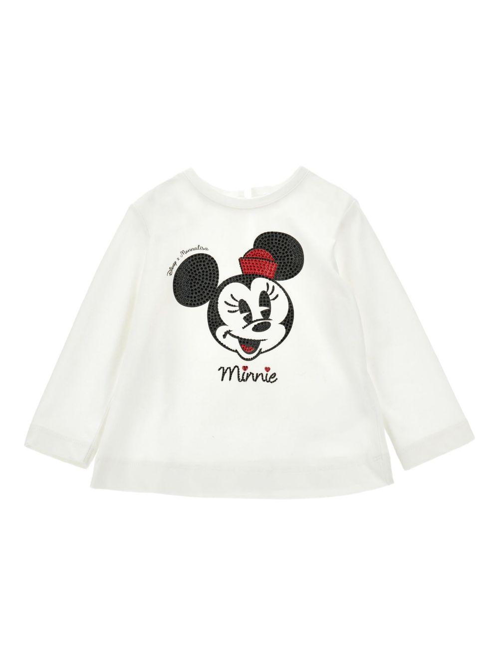 T-shirt per neonata Monnalisa x Disney bianca con stampa Minnie Mouse 39F610 6005 0001 MONNALISA 
