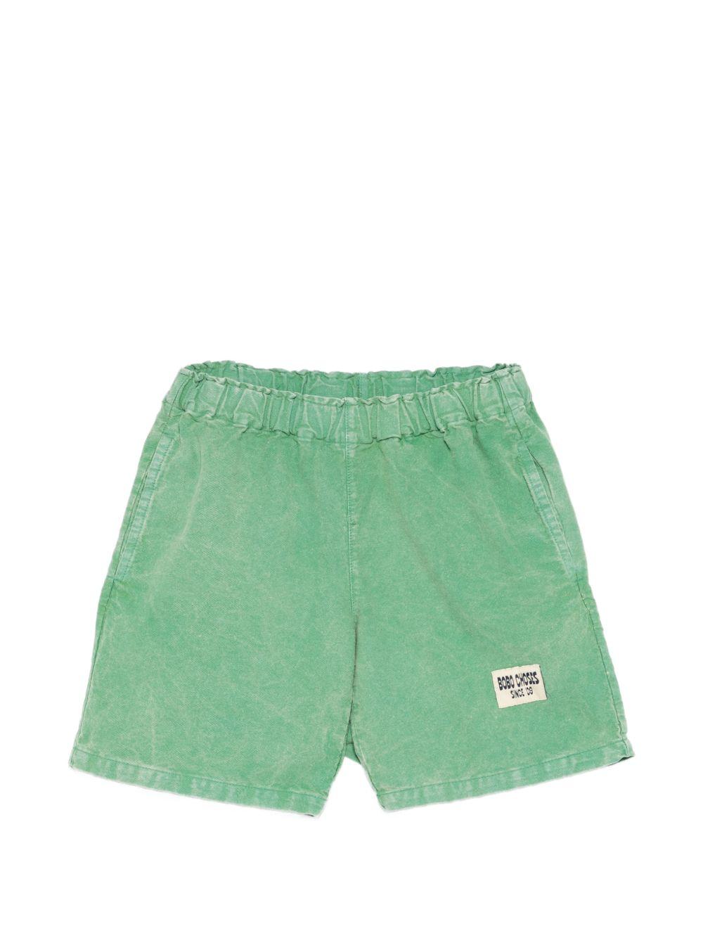 Shorts per bambino Bobo Choses verde con toppa con logo sul davanti B126AC066 311 BOBO CHOSES KIDS 