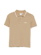 T-shirt per bambino Boss Kids beige con colletto stile polo J53169 295 BOSS KIDS 