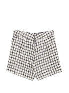 Shorts per bambina Balmain Kids bianco e neri con motivo a quadri BZ6B51 E0253 102AG BALMAIN KIDS 