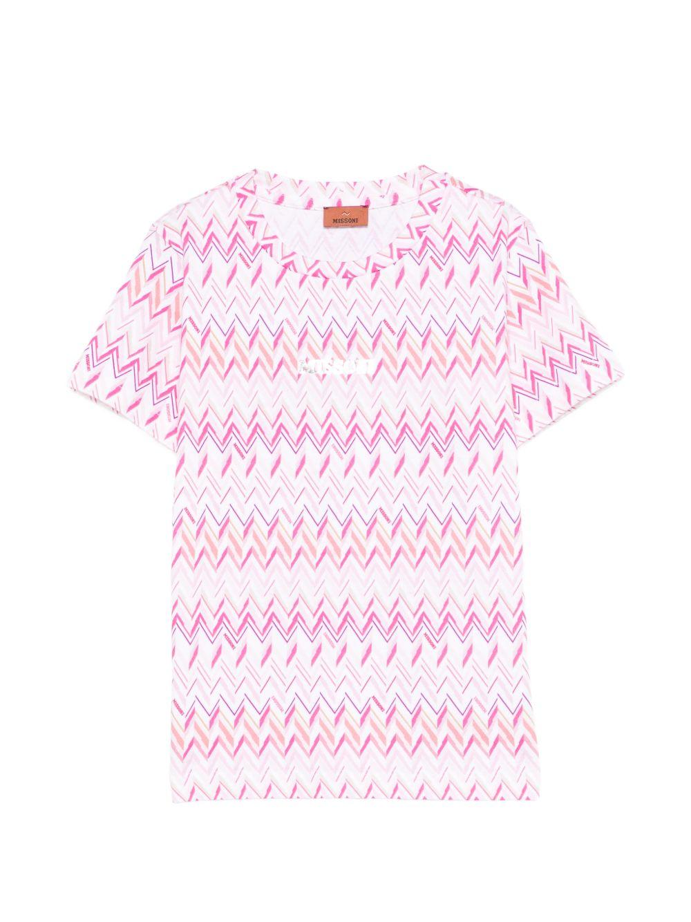 T-shirt per bambina Missoni Kids rosa con motivo a zigzag MY8A71 Z3676 100FU MISSONI KIDS 